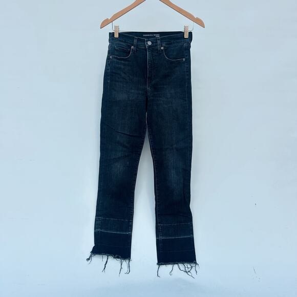 Veronica Beard Ryleigh Slim Straight High Rise Washed Onyx Jeans Black 27 - Picture 3 of 12